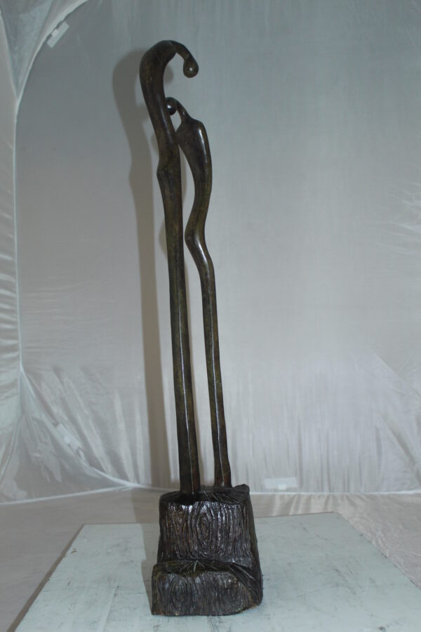 Male Female Abstract Bronze Statue -  Size: 6"L x 8"W x 31"H.