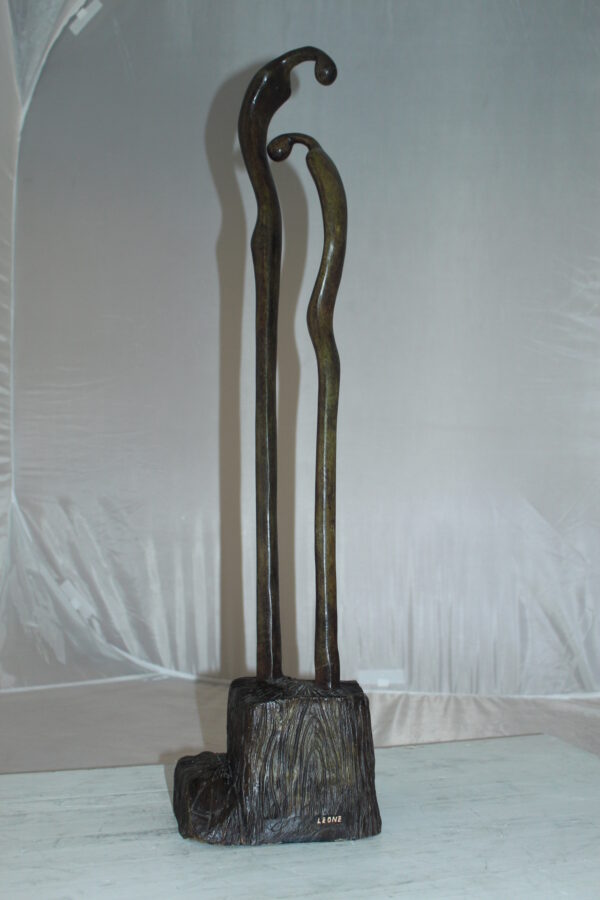 Male Female Abstract Bronze Statue -  Size: 6"L x 8"W x 31"H.