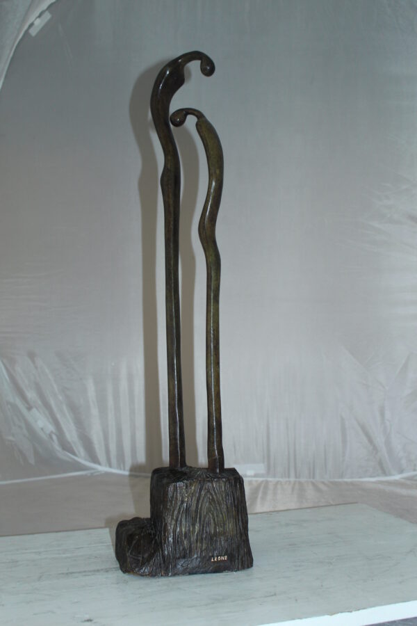 Male Female Abstract Bronze Statue -  Size: 6"L x 8"W x 31"H.