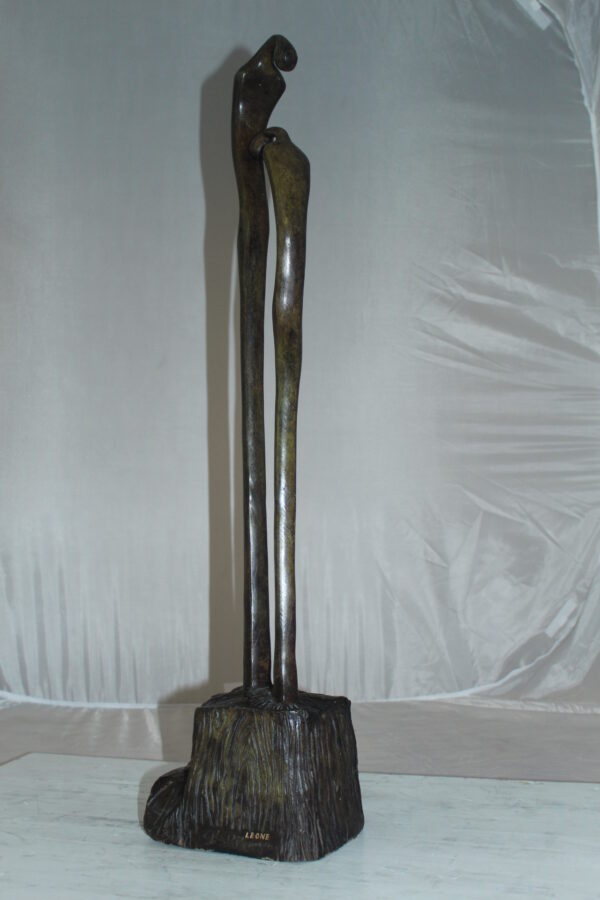 Male Female Abstract Bronze Statue -  Size: 6"L x 8"W x 31"H.