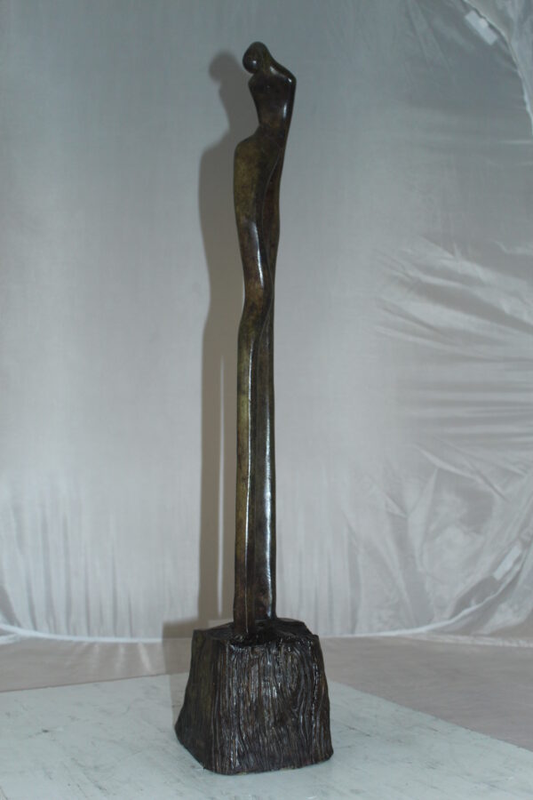 Male Female Abstract Bronze Statue -  Size: 6"L x 8"W x 31"H.