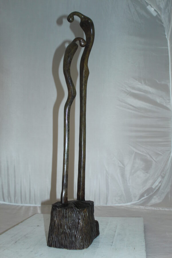 Male Female Abstract Bronze Statue -  Size: 6"L x 8"W x 31"H.