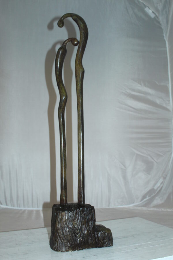 Male Female Abstract Bronze Statue -  Size: 6"L x 8"W x 31"H.