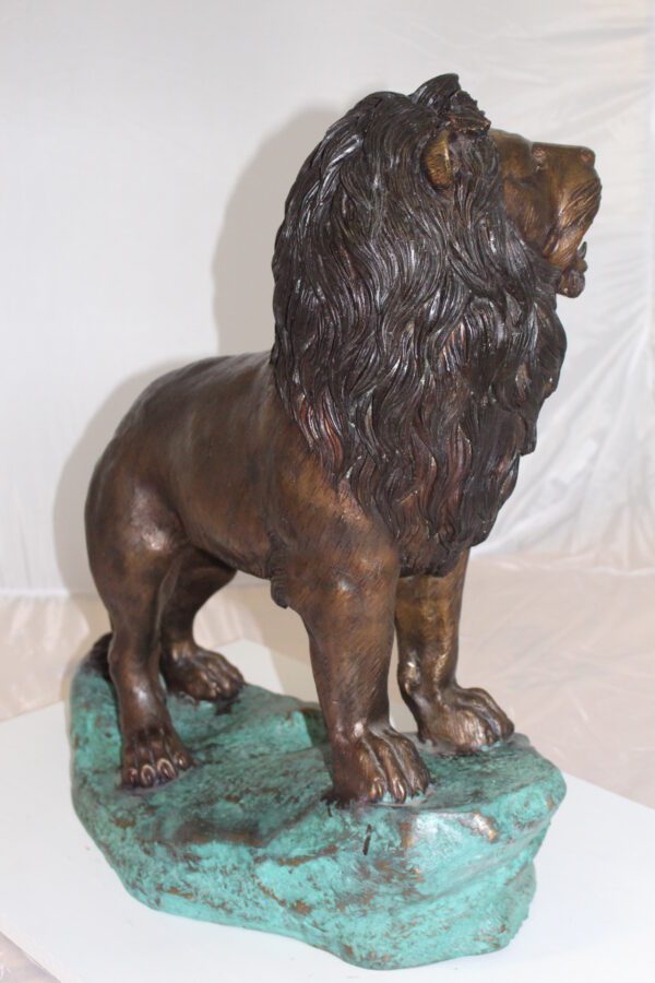 Lion Standing Bronze Statue -  Size: 26"L x 10"W x 25"H.