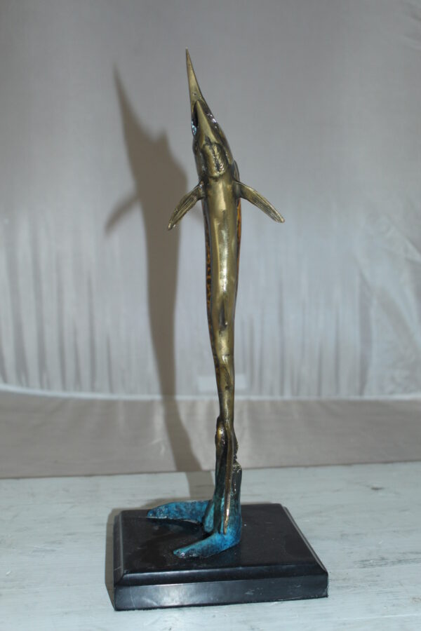 Single Sailfish Bronze Statue -  Size: 6"L x 6"W x 15"H.