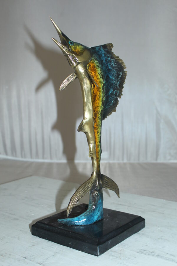 Single Sailfish Bronze Statue -  Size: 6"L x 6"W x 15"H.