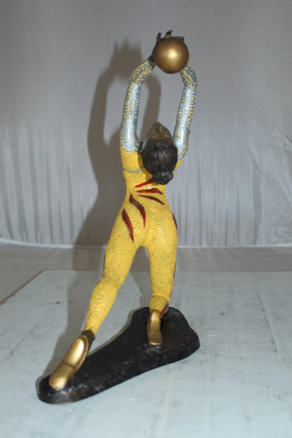 Ballet Dancer with a Ball Bronze Statue -  Size: 12"L x 6"W x 14"H.