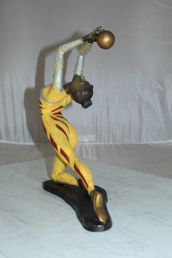 Ballet Dancer with a Ball Bronze Statue -  Size: 12"L x 6"W x 14"H.