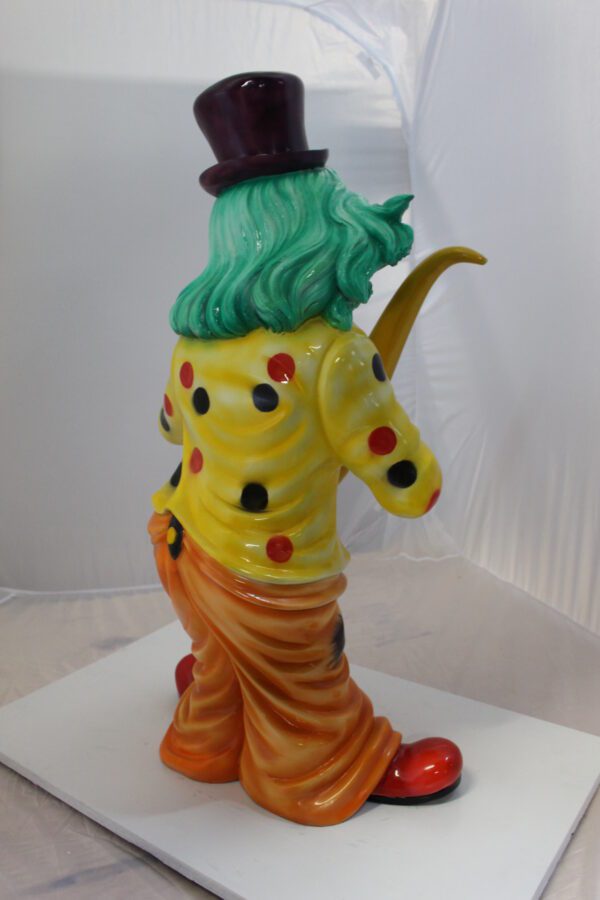 Clown Standing with Saxophone Bronze Statue -  Size: 20"L x 15"W x 36"H.