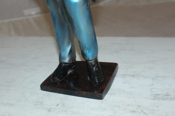 Boy Playing the Flute Bronze Statue -  Size: 5"L x 10"W x 19"H.