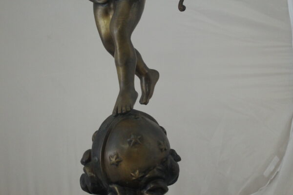 Angel on Earth Bronze Statue -  Size: 10"L x 13"W x 32"H.