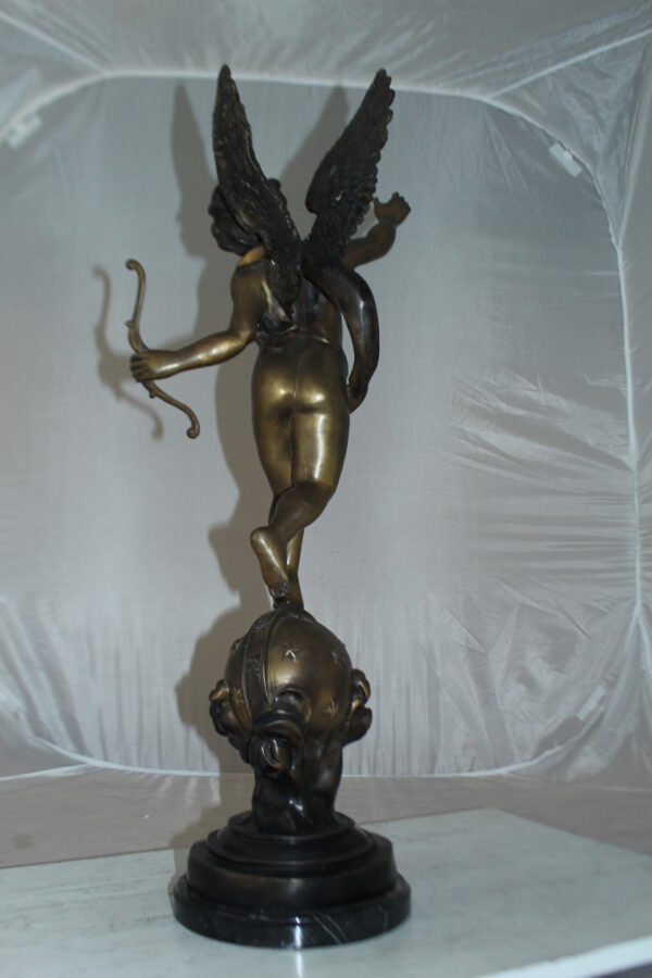 Angel on Earth Bronze Statue -  Size: 10"L x 13"W x 32"H.