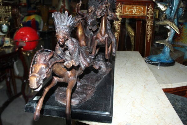 War party Bronze Statue by Carl Cauba -  Size: 39"L x 10"W x 15"H.