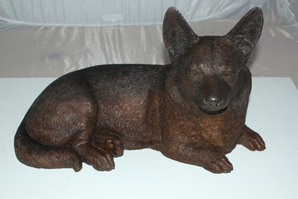 Corgi dog Bronze Statue -  Size: 20"L x 10"W x 11.5"H.