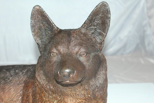 Corgi dog Bronze Statue -  Size: 20"L x 10"W x 11.5"H.