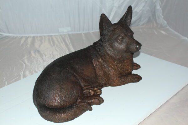 Corgi dog Bronze Statue -  Size: 20"L x 10"W x 11.5"H.