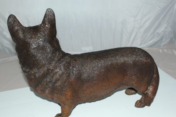 Corgi dog standing Bronze Statue -  Size: 20"L x 8"W x 15"H.