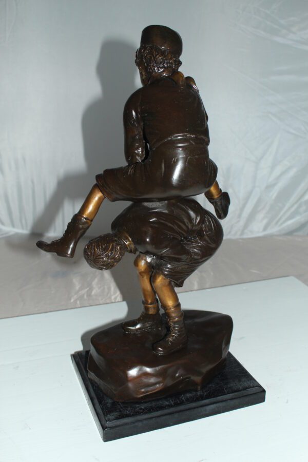 Leapfrog Bronze Statue -  Size: 12"L x 7"W x 19"H.