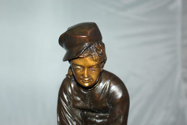 Leapfrog Bronze Statue -  Size: 12"L x 7"W x 19"H.