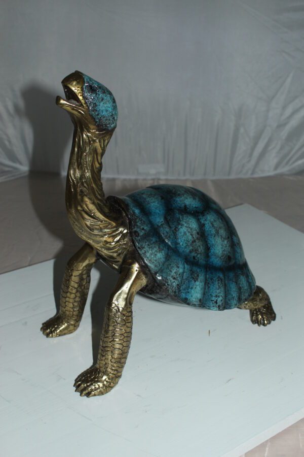 Turtle with special patina Bronze Statue -  Size: 14"L x 10"W x 15.5"H.