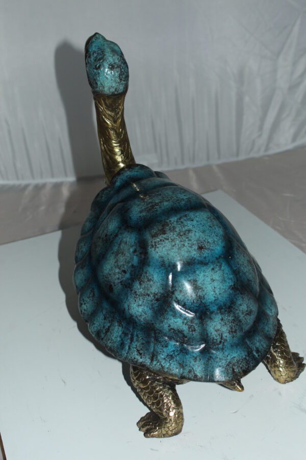 Turtle with special patina Bronze Statue -  Size: 14"L x 10"W x 15.5"H.