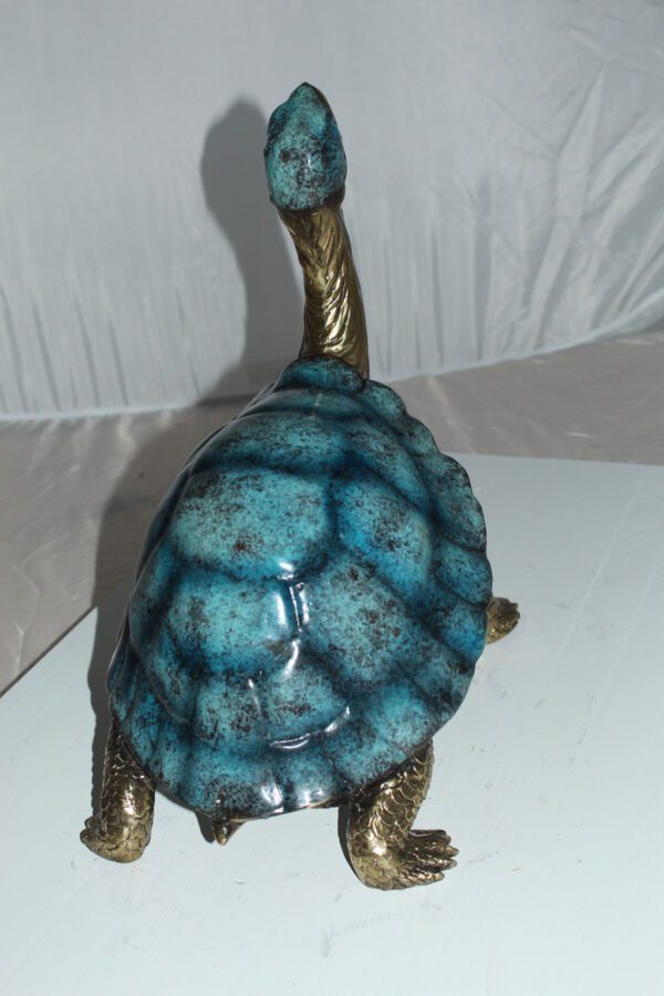 Turtle with special patina Bronze Statue -  Size: 14"L x 10"W x 15.5"H.