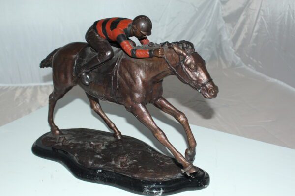 Jockey with Horse -large Bronze Statue -  Size: 21"L x 8"W x 14"H.