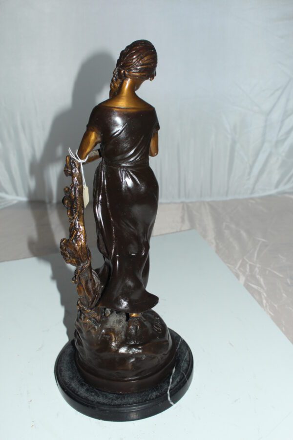 Standing girl Bronze Statue -  Size: 8"L x 8"W x 18.5"H.