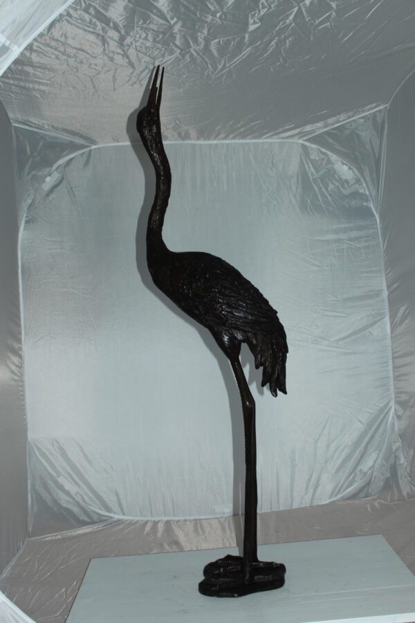 Crane head up fountain Bronze Statue -  Size: 13"L x 9.5"W x 52"H.