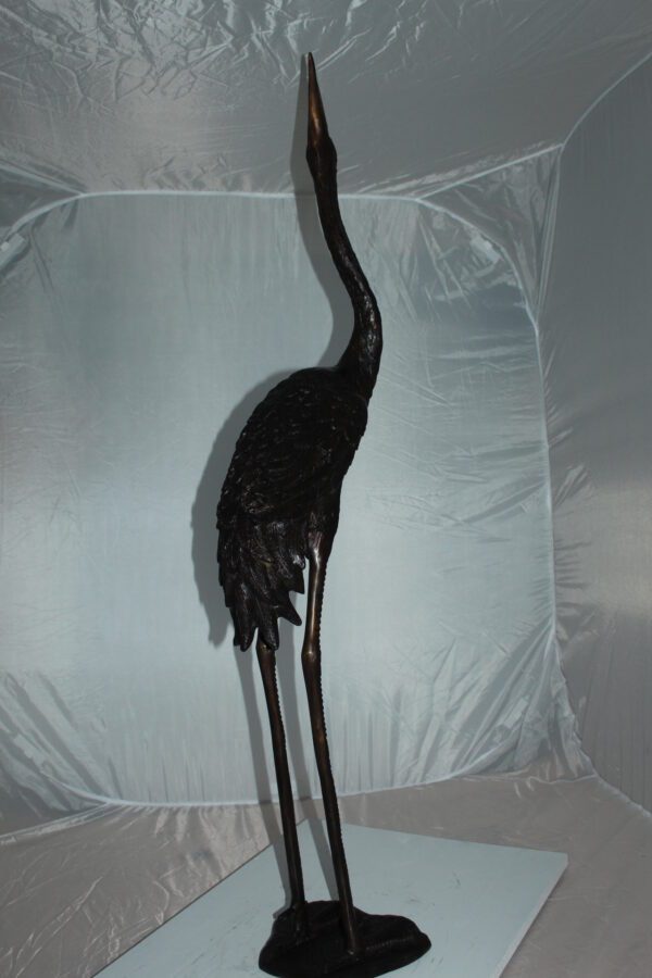 Crane head up fountain Bronze Statue -  Size: 13"L x 9.5"W x 52"H.