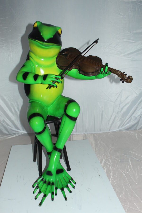 Frog plays violin Bronze Statue -  Size: 22"L x 17"W x 26"H.