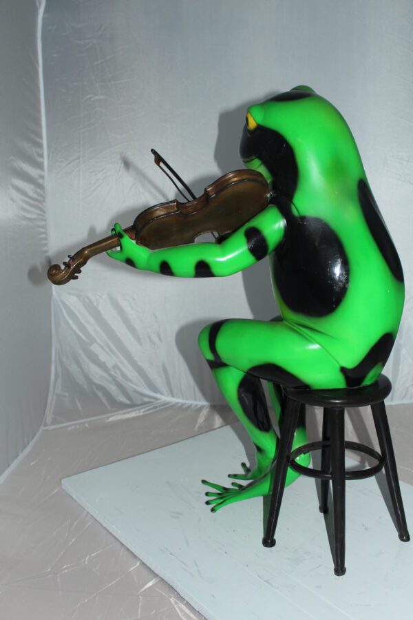 Frog plays violin Bronze Statue -  Size: 22"L x 17"W x 26"H.