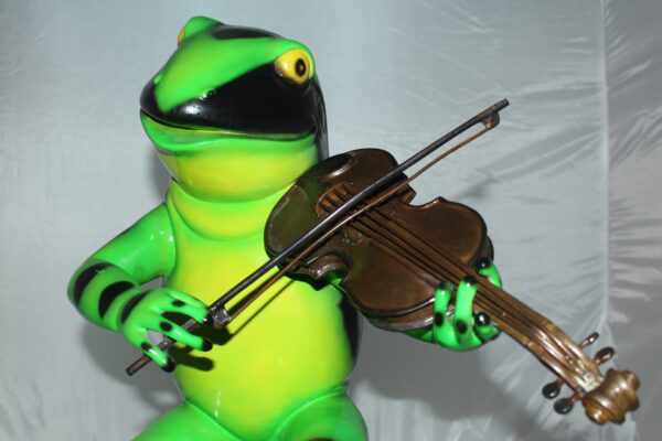 Frog plays violin Bronze Statue -  Size: 22"L x 17"W x 26"H.