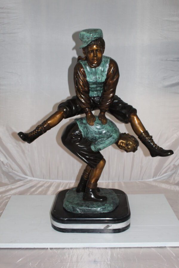 Leapfrog - large Bronze Statue -  Size: 26"L x 14"W x 34"H.