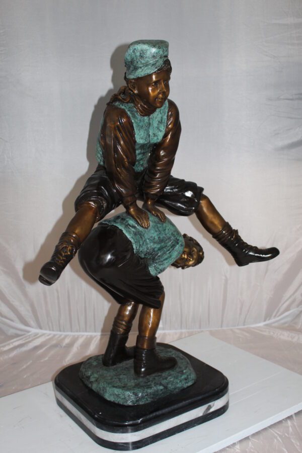 Leapfrog - large Bronze Statue -  Size: 26"L x 14"W x 34"H.