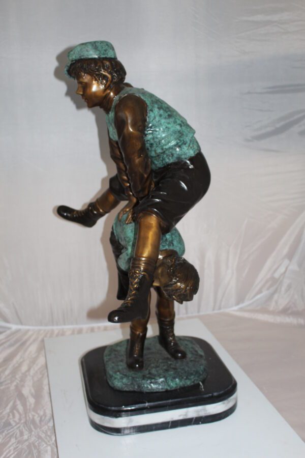 Leapfrog - large Bronze Statue -  Size: 26"L x 14"W x 34"H.