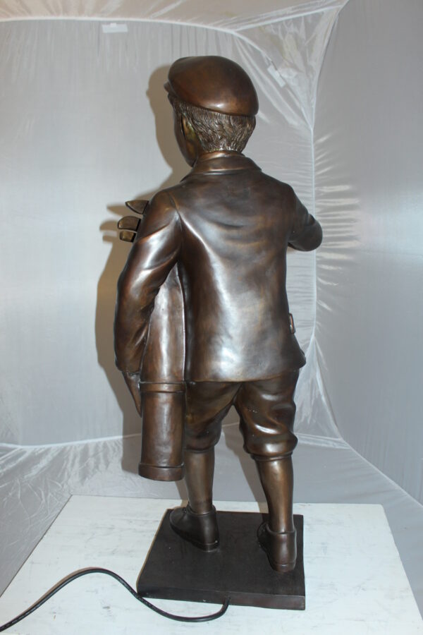 Caddy with light Bronze Statue -  Size: 19"L x 19"W x 42"H.