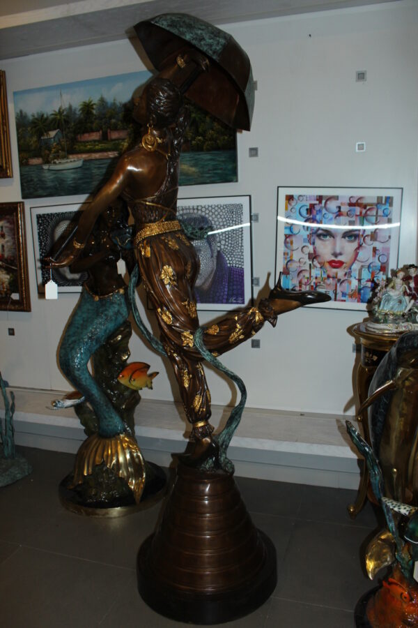 Dancer with umbrella - large Bronze Statue -  Size: 24"L x 42"W x 88"H.