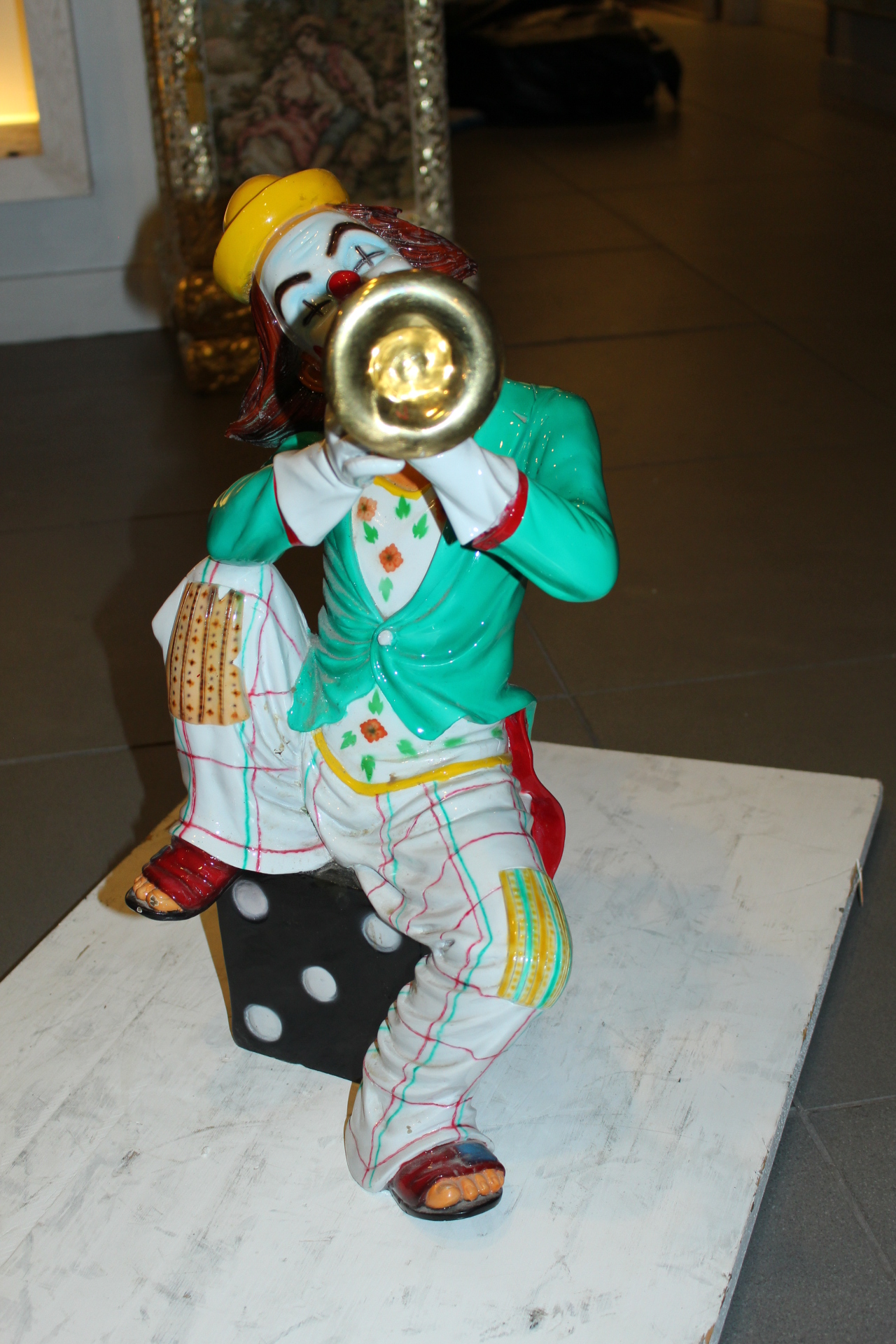 Clown Standing with Saxophone Bronze Statue - Size: 20L x 15W x 36H.