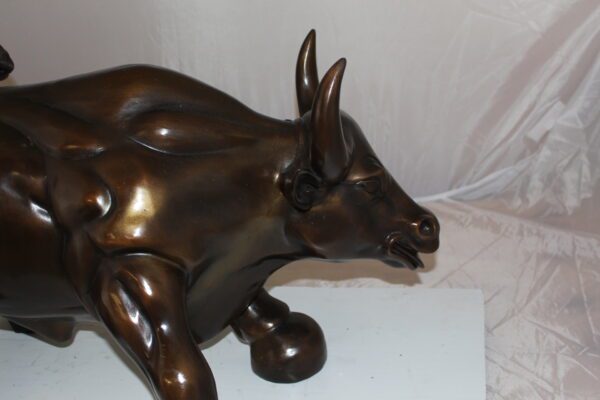 Wall street Bull -large Bronze Statue -  Size: 28"L x 16"W x 22"H.