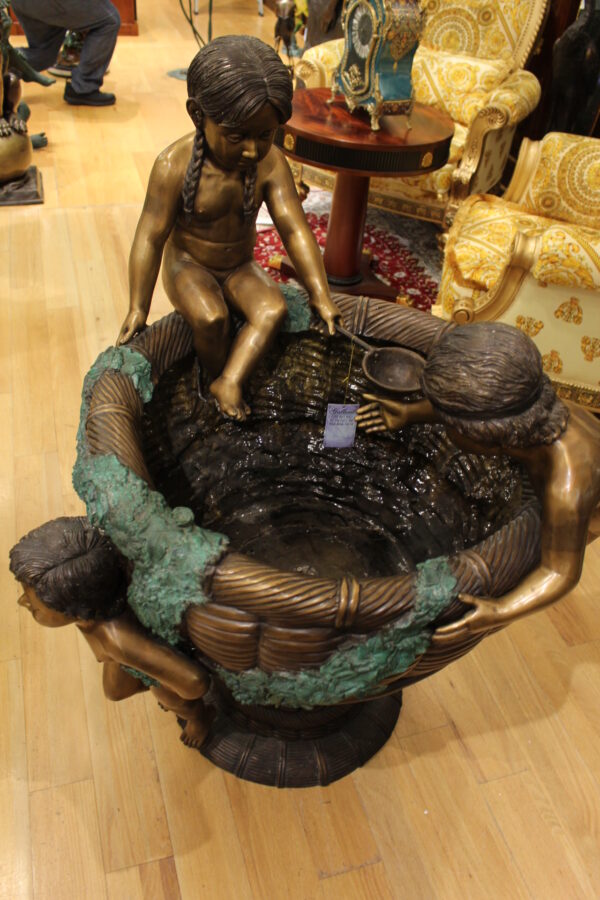 Kids Playing in Fountain Bronze Statue -  Size: 38"L x 32"W x 45"H.