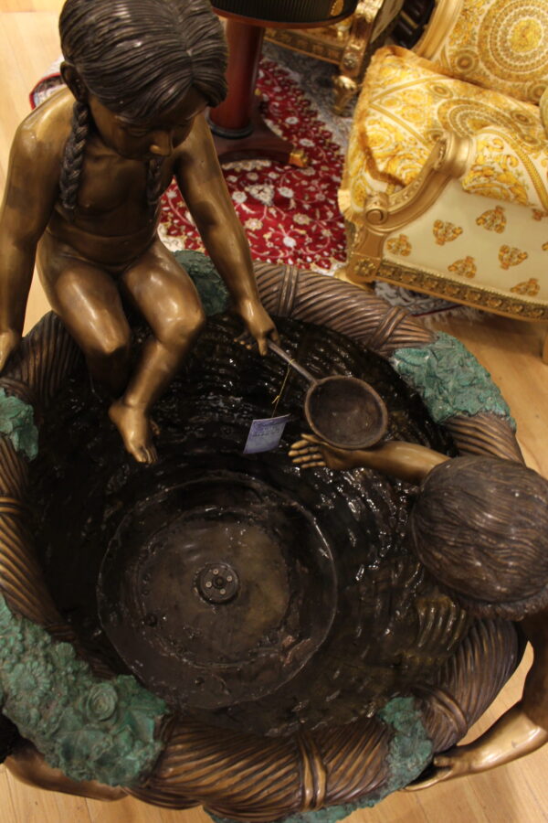 Kids Playing in Fountain Bronze Statue -  Size: 38"L x 32"W x 45"H.