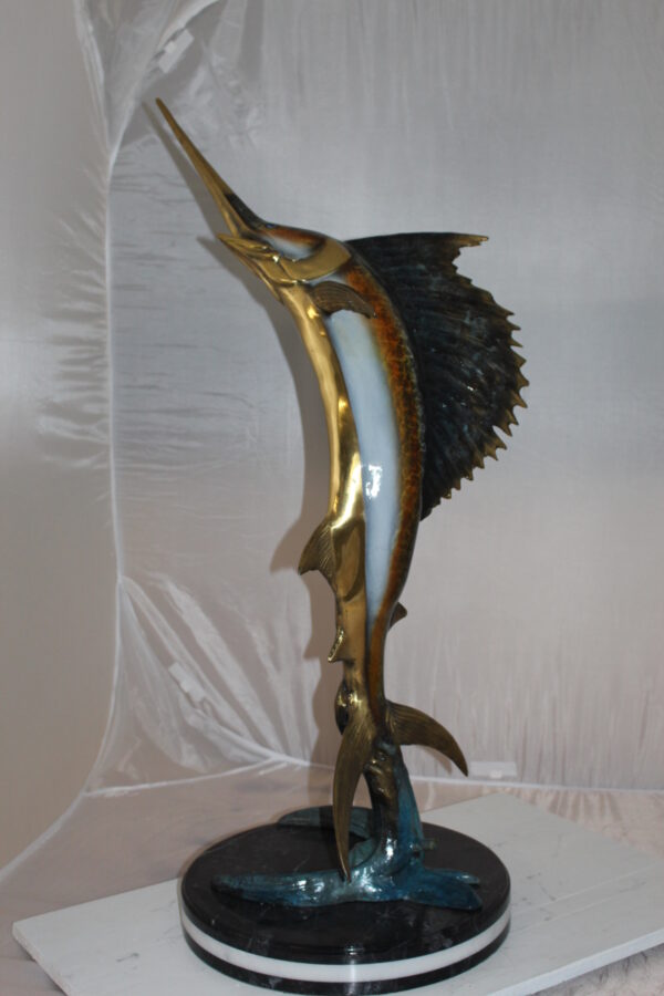 One Sailfish Bronze Statue -  Size: 18"L x 18"W x 43"H.