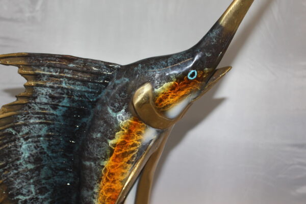 One Sailfish Bronze Statue -  Size: 18"L x 18"W x 43"H.