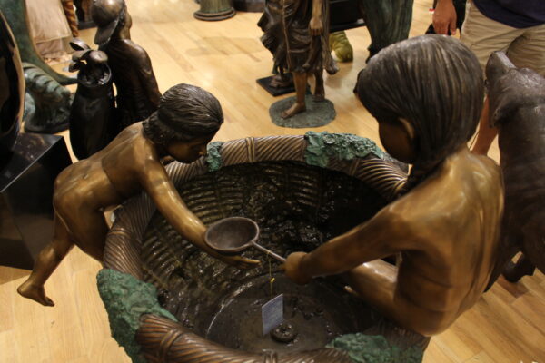 Kids Playing in Fountain Bronze Statue -  Size: 38"L x 32"W x 45"H.