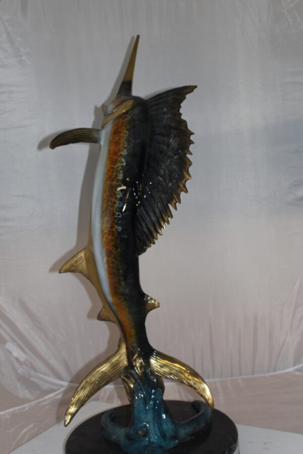 One Sailfish Bronze Statue -  Size: 18"L x 18"W x 43"H.