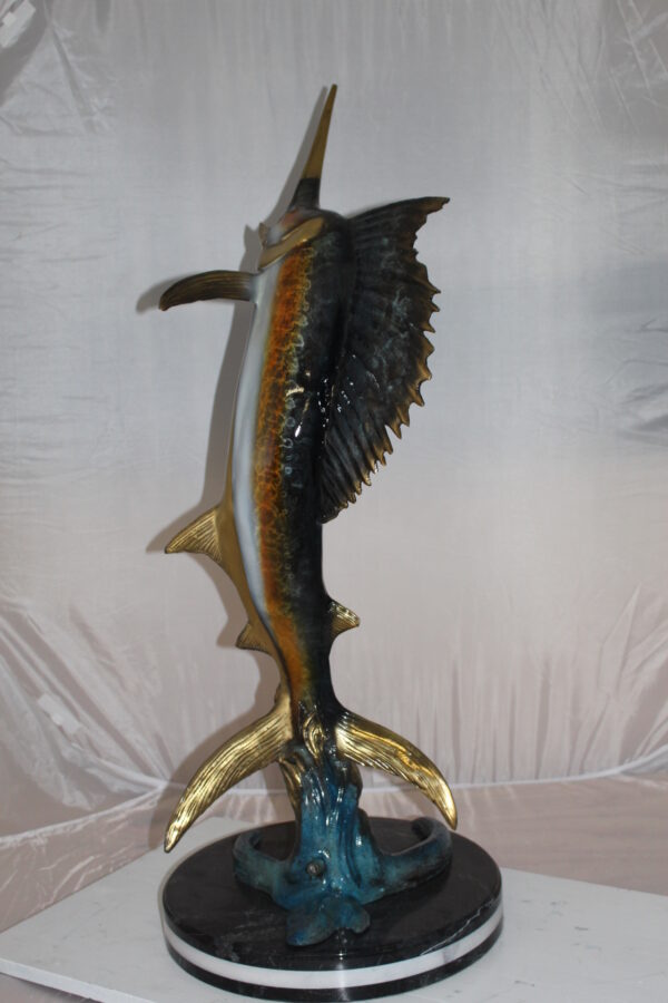 One Sailfish Bronze Statue -  Size: 18"L x 18"W x 43"H.