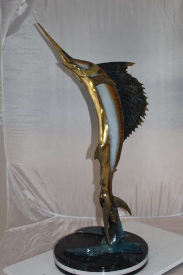 One Sailfish Bronze Statue -  Size: 18"L x 18"W x 43"H.