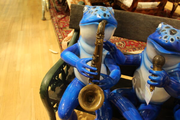 Musical Frogs on a Bench Bronze Statue -  Size: 41"L x 23"W x 33"H.