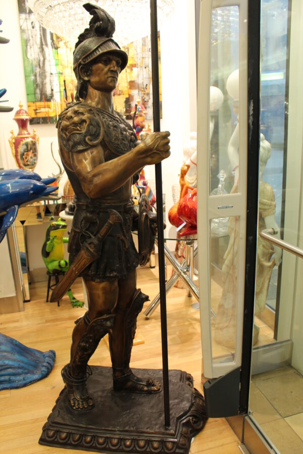 Pair of Roman Warrior lamps Bronze Statues -  Size: 33"L x 24"W x 96"H.